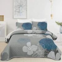 Floral Quilt Set Boho Bedspread 3 Pieces Soft Lightweight Coverlet with 2 Pillow Shams for All Season