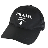 PRADA 品牌電繡LOGO尼龍棒球帽/遮陽帽(黑)