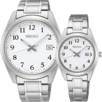 SEIKO精工 CS 城市情侶手錶 對錶 母親節禮物 送禮推薦 (SUR459P1+SUR465P1)
