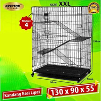 SKY - Kandang Kucing Tingkat 4 EXTRA JUMBO XXL 130x90x60 + RODA - BERAT 14KG KRYPTON