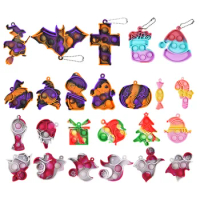 8pcs/Lot Christmas Halloween Day Gifts Fydget Toys Child Antistres Squishy Keychain Cheap Toys Squeeze Popite Keychain It Popits