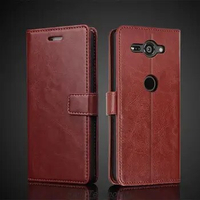 Case for Sony Xperia XZ2 Compact Card Holder Cover Case Pu Leather Flip Cover Retro Wallet Bag Fitted Case Business Fundas Coque