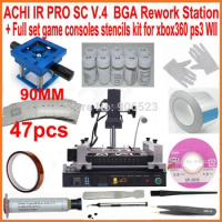 Original ACHI IR PRO SC V4 infrared BGA rework station + 90mm 47pcs game consoles bga stencils kit for XBOX360 PS3 WII repair