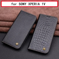 Fashion Crocodile Case for SONY XPERIA 1V Magnetic Phone Cover Luxury Genuine Leater Bag Shell for Sony Xperia1v Coque Capa