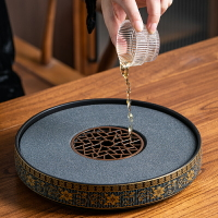晟窯2023新款速干吸水茶盤家用客廳干泡臺陶瓷石頭小型圓形瀝水盤