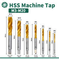 SIQICNC Machine Screw Thread Metric Plug Tap Screw Taps M3-M12 Set Kit Screw Thread Tap Drill M3 M4 M5 M6 M8 M10 M12 Machine Tap