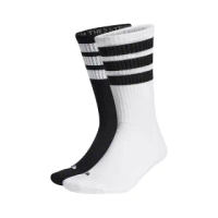 【adidas 愛迪達】襪子 Crew 黑 白 三線 男女款 長襪 中筒襪 厚底 毛巾布 三葉草 愛迪達(HC9531)