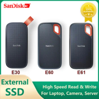 SanDisk PSSD E30 E60 E61 Extreme PRO 4TB 2TB 1TB 480GB USB 3.2 Gen2*2 Type-A/C Portable External Solid State Drive NVME for PC