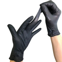 100pcs/box of black disposable nitrile gloves, used for household cleaning products, industrial washing, tattoo gloves