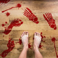 95Pcs Halloween Bloody Footprint Stickers Bloody Handprint Floor Clings Window Wall Decals for Halloween Zombie Party Decoration
