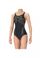 ARENA arena 女士泳衣 黑金一片式剪裁專業連身泳衣