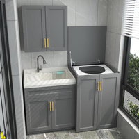 翻蓋洗衣機陽臺櫃訂製太空鋁洗衣池體櫃洗手盆組合伴侶櫃