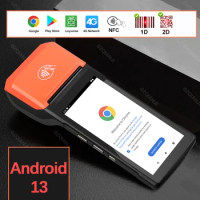 4G Android 13 POS PDA with NFC Receipt Printer 1D 2D QR Barcode Scanner Reader All In One Handheld Thermal Machine for Loyverse