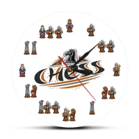 Chess Cartoon Figures Kid Room Decorative Board Game Wall Clock Chess Game Pieces Quartz Silent Wall Watch Gift for Chess Player