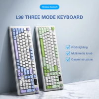 Three-Mode Bluetooth Wireless 2.4G Wired Keyboard Rgb Backlit Office Mute Keyboard Mechanical Feel Gaming Keyboard