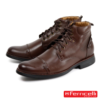【Ferricelli】內側拉鍊時尚橫飾短靴 深棕色(F49601A-BR)