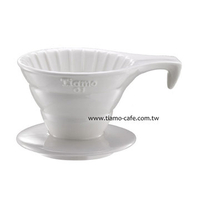金時代書香咖啡  TIAMO V01長柄陶瓷咖啡濾器組 (白))附濾紙量匙  HG5533W