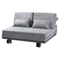 文創集 凱尼灰色亞麻布前展式沙發椅/沙發床-150x110x87cm免組