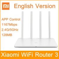 English Version Xiaomi EU Plug WIFI Router 3 Dual Band APP Control 1167Mbps WiFi Repeater 2.4G/5GHz 128MB WiFi Wireless Routers