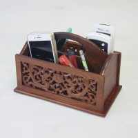 越南花梨木收納盒 紅木桌面遙控器置物架創意客廳實木家用收納籃