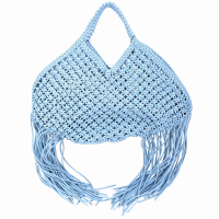 Yuzefi Woven 大款 純素皮革流蘇飾編織托特包(藍色)