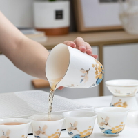 琺瑯薄胎白瓷公道杯陶瓷分茶器家用過濾茶海勻杯公杯茶道配件