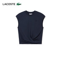 【LACOSTE】女裝-時尚扭轉設計棉質背心(海軍藍)