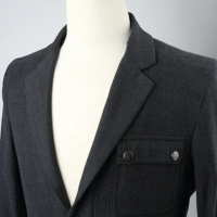 【ROBERTA 諾貝達】進口素材 台灣製 可拆帽 帥氣休閒 西裝夾克外套(灰黑)
