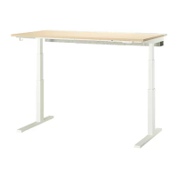 MITTZON 升降式工作桌, 電動 實木貼皮, 樺木/白色
