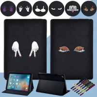 Tablet Case for Apple iPad 5th 6th/Air 1 2 ipad Pro 9.7 Cases Gestures &amp; big eyes Series Funda Leather Folio Stand Cover+Stylus