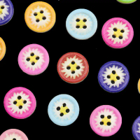 Mixed-color daisy flower buttons, 15 mm wideWooden clothes hangers with 4 holes, 100 pieces per pack