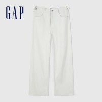 【GAP】女裝 中腰寬褲-灰白色(888431)