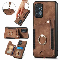 RFID Block Leather Back Case For Samsung Galaxy A52S 5G Ring Lens Protect Funda For Galaxy A22 A12 A 03 02 S A32 A52 A72 Cover