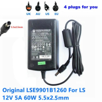 Original LS LI SHIN 12V5A AC DC Adapter Charger LSE9901B1260 12V 5A 60W LCD Monitor Power Supply Adaptor