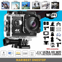 Kamera Tindakan WiFi, Ultra HD 4K, Perakam Video Bawah Air 30M, Kalis Air, Kamkoder Go Pro, 16MP, 10