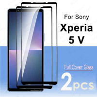 2Pcs For Sony Xperia 5 V Full Cover Tempered Glass Case on for Sony Xperia 1 V 10 V Xperia5V 5V V5 5G 2023 Screen Protector Film