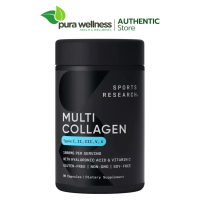 |Mẫu mới| Sports Research Multi Collagen Peptides (Loại I II III V X) gồm Hyaluronic Acid + Vitamin 