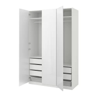 PAX/FARDAL 衣櫃/衣櫥, 白色/高亮面 白色, 150x60x236 公分