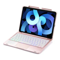 For iPad Air 4 4th 10.9 2020 LED RGB Backlight Wireless Bluetooth Russian/Spanish/Hebrew Mouse Pad Trackpad Keyboard Case Cover