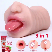 Sextoy Male Masturbators 3 in 1 Sex tooys for Man Masturbator Realistic Silicone Vagina Real Vagina mastubator Pussy Sexy Toys