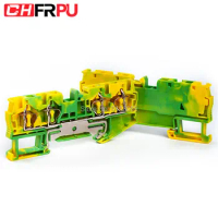 1Pcs ST4-QUATTRO-PE Din Rail Four conductor spring cage terminal block two in two out Earthed wire terminal block
