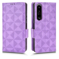 For Sony Xperia 1 IV Leather Flip Stand Luxury Phone Case Sony Xperia 1 IV Symmetrical Triangle Leather Strap Phone Case