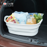 日本ISETO 日製橢圓形多功能伸縮折疊式水桶/寵物浴盆-23L-2色可選