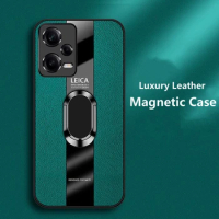 Magnetic Ring Phone Case For Redmi Note 12 Pro Plus Note12 Turbo Luxury Leather Cover For Xiaomi Redmi Note 12Pro ProPlus Bumper