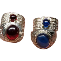 Cincin sepasang mustika lipan merah delima dan king royal blue / cincin couple persahabatan