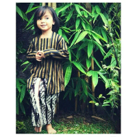Setelan Kebaya Lurik Anak perempuan (Baju + ROK jarik) bahan tenun Pakaian Cantik Fashion Kemeja