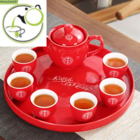 High Quality Ceramics Tea Set Chinese Wedding Tea Pot Set Teacup Tradition Red Porcelain Teapot Boutique Teaware Accessories