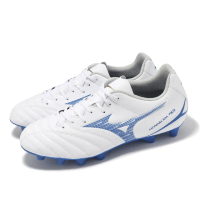 【MIZUNO 美津濃】足球鞋 Monarcida Neo III Select 寬楦 男鞋 白 藍 草皮 美津濃(P1GA2425-25)