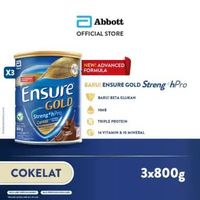 Ensure Gold StrengthPro Cokelat 800g – Nutrisi Dewasa Rendah Laktosa - 3 pcs
