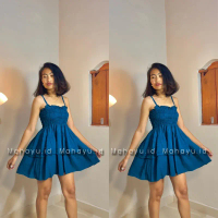 Lolly Mini Dress Polos Rempel Tumpuk Tali Wanita Casual